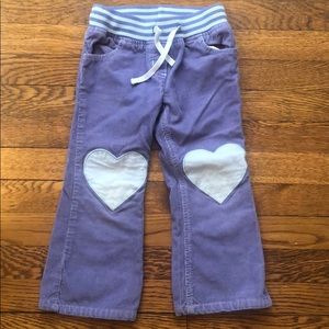 Mini boden size 3-4y lavender corduroy pants